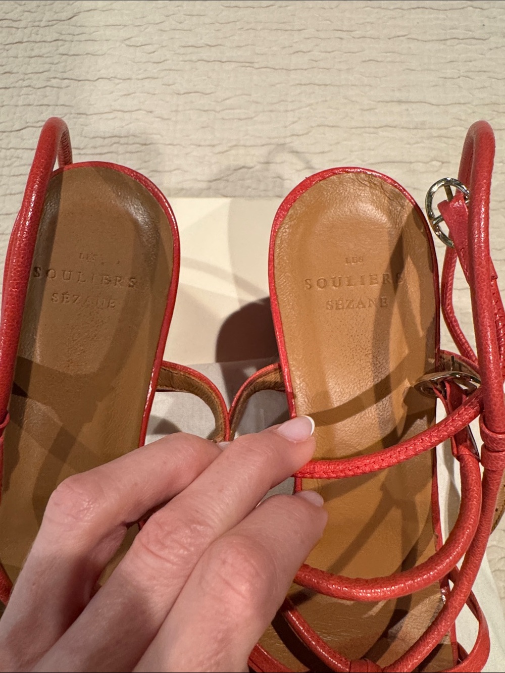 Sezane Gloria Heel Sandals in Raspberry Framboise Lisse Leather 39/8 - Picture 7 of 7
